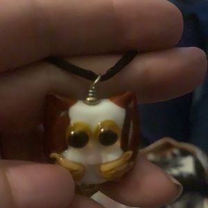 - Glass Cat Pendant On 16in String.